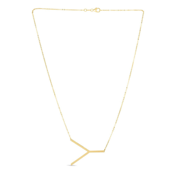 14K Yellow Gold Yours Truly Large Initial Y Necklace