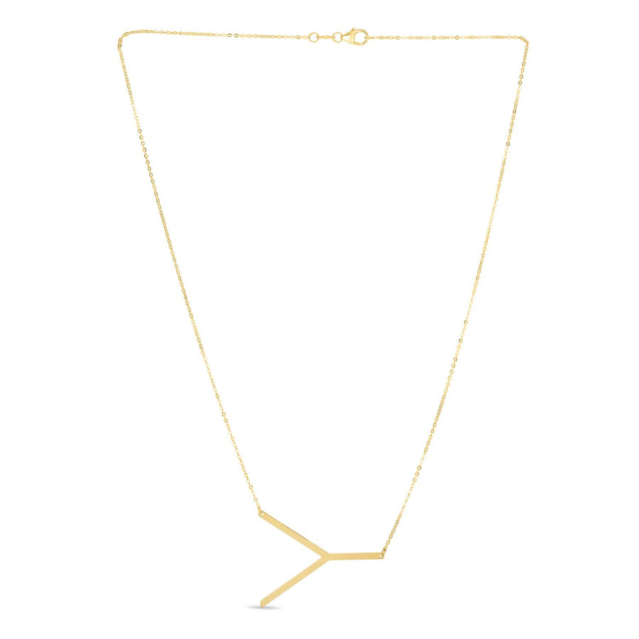 14K Yellow Gold Yours Truly Large Initial Y Necklace