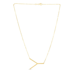 14K Yellow Gold Yours Truly Large Initial Y Necklace