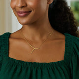 14K Yellow Gold Yours Truly Large Initial Y Necklace thumbnail 3
