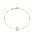 14K yellow gold bracelet with petite heart diamond stones