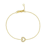 14K yellow gold bracelet with petite heart diamond stones thumbnail 1