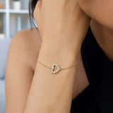 Elegant 14k Yellow Gold Petite Diamond Heart Bracelet thumbnail 2