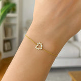 Elegant 14k Yellow Gold Petite Diamond Heart Bracelet thumbnail 3