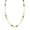 14K yellow gold hexagon links necklace with green malachite inlay panels