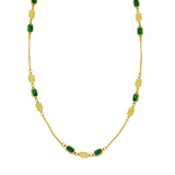 14K yellow gold hexagon links necklace with green malachite inlay panels thumbnail 1