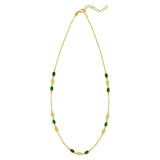14K Yellow Gold Hexagon Malachite Inlay Links Necklace thumbnail 2