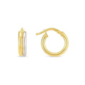 14K two-tone gold double round hoop ring with paired yellow and white bands