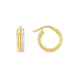 14K two-tone gold double round hoop ring with paired yellow and white bands thumbnail 1