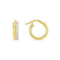 14k Two Tone Gold Double Round Hoops