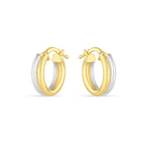 14k Two Tone Gold Double Round Hoops thumbnail 2