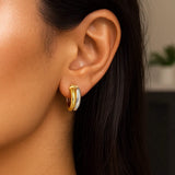 14k Two Tone Gold Double Round Hoops thumbnail 3