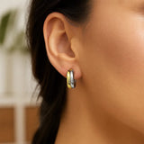 14k Two Tone Gold Double Round Hoops thumbnail 4