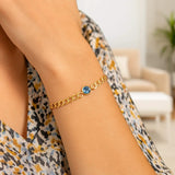 14K Yellow Gold Blue Topaz Curb Chain Bracelet (3.60 mm) thumbnail 5