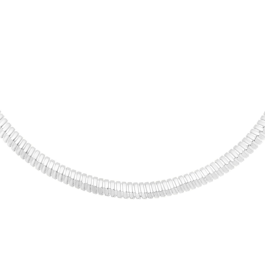 Sterling Silver Rhodium Plated Tubogas Fancy Necklace