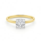 1 Carat Cushion Lab Grown IGI G/VS1 Diamond Solitaire Ring in 10K Yellow Gold thumbnail 3