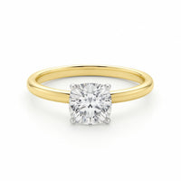 1 Carat Cushion Lab Grown IGI G/VS1 Diamond Solitaire Ring in 10K Yellow Gold