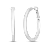 Sterling Silver Flat Wide Hoop Earrings thumbnail 2