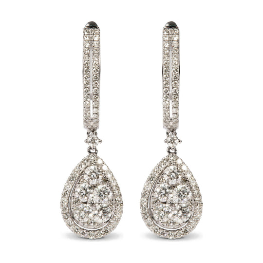 14K White Gold 1 5/8 Cttw Diamond Pear Shape Drop Earring