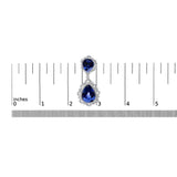 18K White Gold Blue Sapphire and Diamond 2.00 Cttw Diamond Halo Drop and Dangle Earring (G-H Color, SI1-SI2 Clarity)-4 thumbnail 5