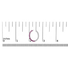 Sterling Silver Lab Created Ruby and White Sapphire Hoop Earrings-4