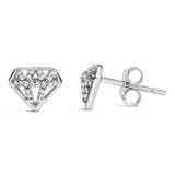 Sterling Silver 1/6 Cttw Diamond Motif Stud Earrings-3 thumbnail 4