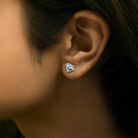 Sterling Silver 1/6 Cttw Diamond Motif Stud Earrings