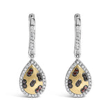 10K Yellow Gold Plated Sterling Silver 1/3 Cttw Multi Color Diamond Pear Shape Dangle Earrings-0 thumbnail 1
