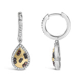 10K Yellow Gold Plated Sterling Silver 1/3 Cttw Multi Color Diamond Pear Shape Dangle Earrings-3 thumbnail 4
