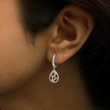 10K Yellow Gold Plated Sterling Silver 1/3 Cttw Multi Color Diamond Pear Shape Dangle Earrings-2 thumbnail 3