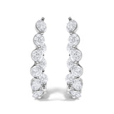 14K White Gold 3 3/4 Cttw Graduating Diamond Oval Hoop Earrings-1 thumbnail 2