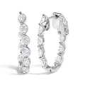 14K White Gold 3 3/4 Cttw Graduating Diamond Oval Hoop Earrings-0