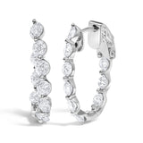 14K White Gold 3 3/4 Cttw Graduating Diamond Oval Hoop Earrings-0 thumbnail 1