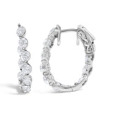 14K White Gold 3 3/4 Cttw Graduating Diamond Oval Hoop Earrings-3 thumbnail 4