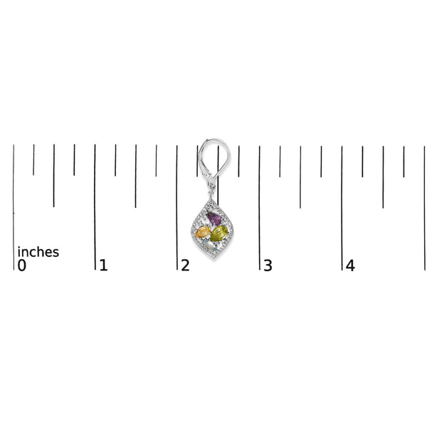 Sterling Silver Diamond Accent Multi Stone Rhombus Drop Earrings