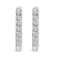 10K Gold 1/4 Cttw Diamond Double Sided Huggie Hoop Earrings