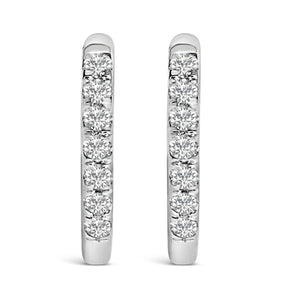 10K Gold 1/4 Cttw Diamond Double Sided Huggie Hoop Earrings-1