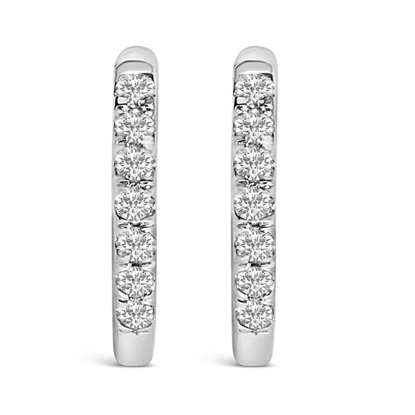 10K Gold 1/4 Cttw Diamond Double Sided Huggie Hoop Earrings