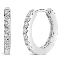 10K Gold 1/4 Cttw Diamond Double Sided Huggie Hoop Earrings