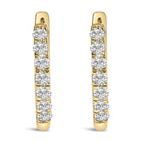 10K Gold 1/4 Cttw Diamond Double Sided Huggie Hoop Earrings