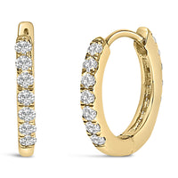 10K Gold 1/4 Cttw Diamond Double Sided Huggie Hoop Earrings