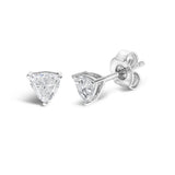 14K Gold Lab Grown Trillion Cut Solitaire Diamond Stud Earrings-3 thumbnail 4