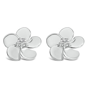 10K Gold 1/3 Cttw Lab Grown Diamond Flower Petal Stud Earrings-1