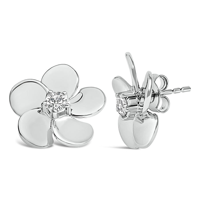 10K Gold 1/3 Cttw Lab Grown Diamond Flower Petal Stud Earrings