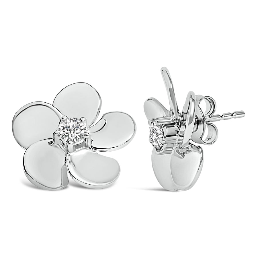 10K Gold 1/3 Cttw Lab Grown Diamond Flower Petal Stud Earrings