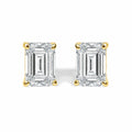 14K Gold Lab Grown Emerald Cut Diamond Solitaire Stud Earrings-0