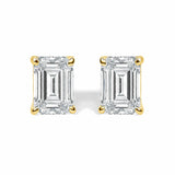 14K Gold Lab Grown Emerald Cut Diamond Solitaire Stud Earrings-0 thumbnail 1