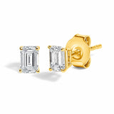 14K Gold Lab Grown Emerald Cut Diamond Solitaire Stud Earrings-2 thumbnail 3
