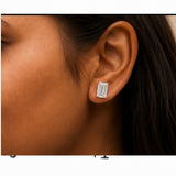 14K Gold Lab Grown Emerald Cut Diamond Solitaire Stud Earrings-4 thumbnail 5