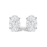14K Gold Lab Grown Oval Solitaire Diamond Stud Earrings-1 thumbnail 2